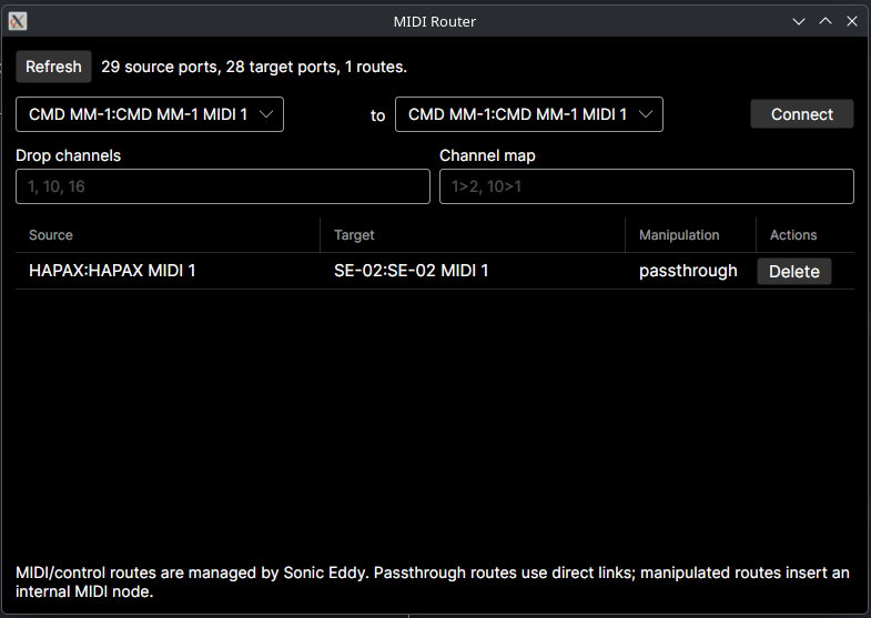 Midi Routing Tool Window