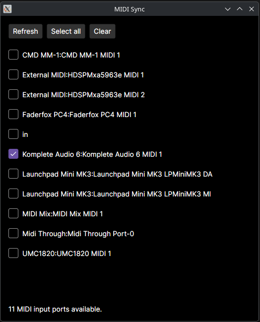 Midi Sync Tool Window